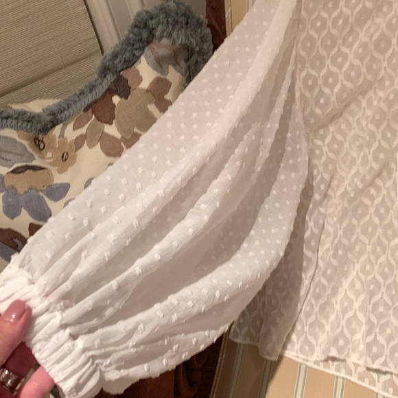 ALICE + OLIVIA JULIUS SILK BLEND BLOUSE PUFFED SLEEVES SWISS DOT DESIGN SIZE M - Picture 9 of 16